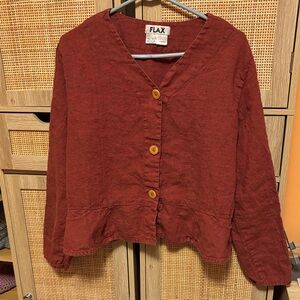 Flax Women's Burnt red Button-Down Shirt